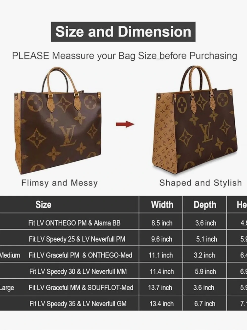 Omystyle Purse Organizers Insert Beige Large